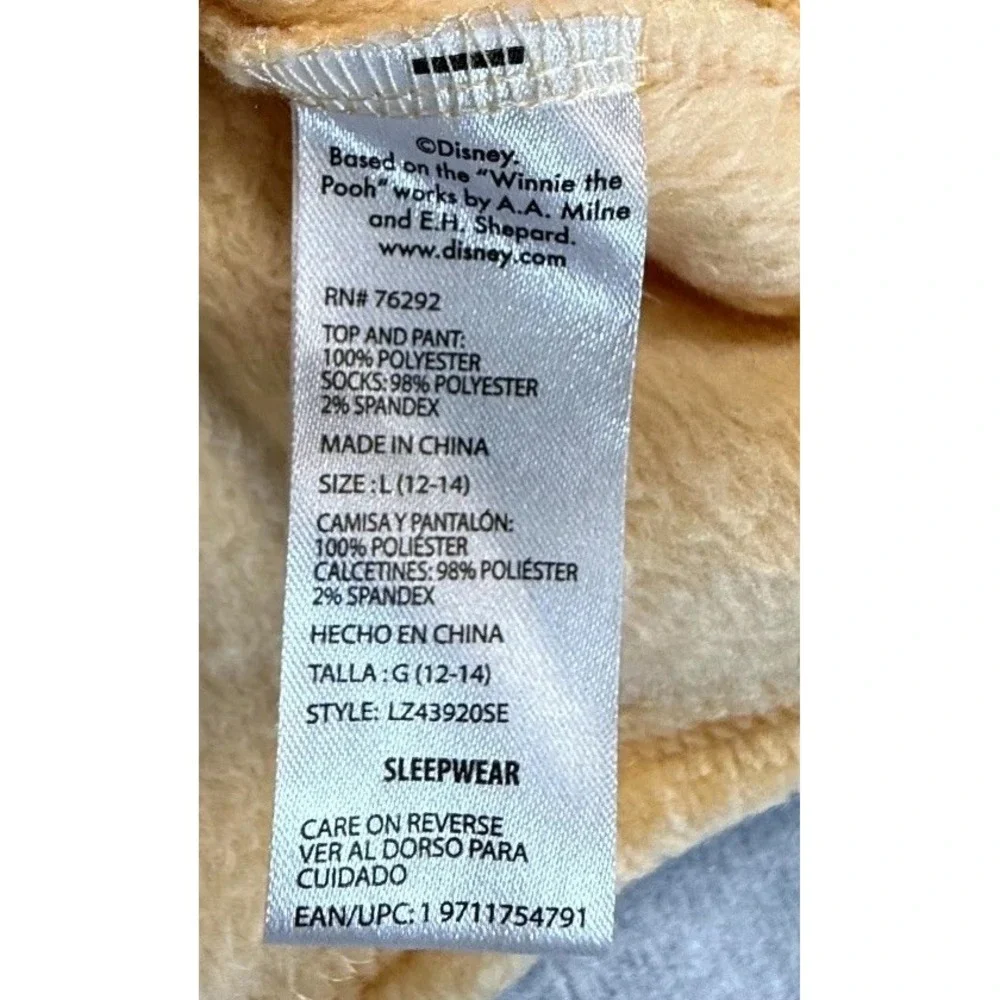 Disney Winnie The Pooh Fleece Sleep Shirt Girl L (10-14) Beige Hunny Embroidered